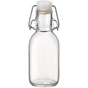 8.5 oz. (0.25 Liter) Clear Glass Round Emilia Bottle with Swing Top Cap - Case of 12