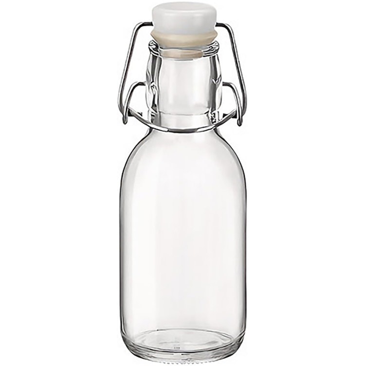8.5 oz. (0.25 Liter) Clear Glass Round Emilia Bottle with Swing Top Cap - Case of 12