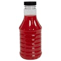 16 oz. Clear PET Hot-Fill Decanter Bottle with 38/400 White Ribbed Cap with Foil Induction Seal