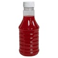 16 oz. Clear PET Hot-Fill Decanter Bottle with 38/400 White Ribbed Snap-Top Dispensing Cap