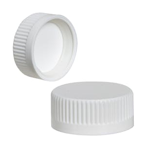 33/400 White Polypropylene Unlined Ribbed Glossy Sleek Child Resistant (CRC) Cap