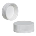 38/400 White Polypropylene Unlined Ribbed Glossy Sleek Child Resistant (CRC) Cap