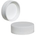 45/400 White Polypropylene Unlined Ribbed Glossy Sleek Child Resistant (CRC) Cap