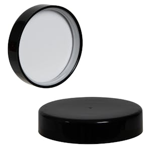 70/400 Black Polypropylene Unlined Smooth Glossy Sleek Child Resistant (CRC) Cap