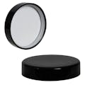 70/400 Black Polypropylene Unlined Smooth Glossy Sleek Child Resistant (CRC) Cap
