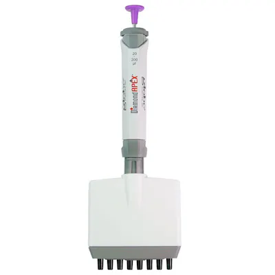 20 to 200µL Lavender Diamond® APEX™ 8-Channel Adjustable Pipettor