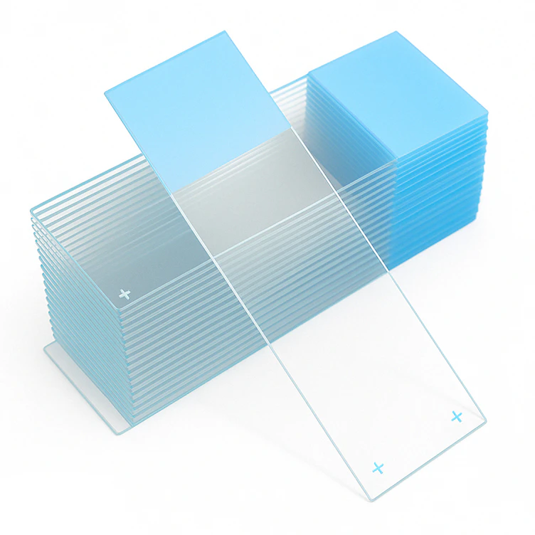 Blue Frosted Diamond® White Glass Charged Microscope Slide with Ground ...