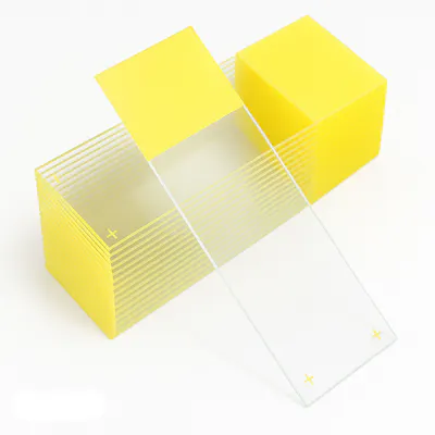 Yellow Frosted Diamond® White Glass Charged Microscope Slide with Ground Edges & 90° Corners - Case of 1440