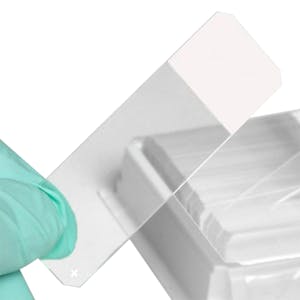 White Frosted Diamond® White Glass Charged Microscope Slide with Beveled Edges & Clipped Corners - Case of 1440