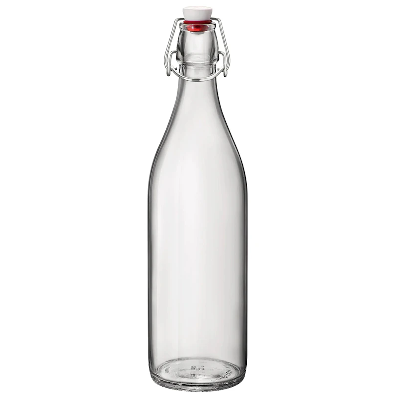 17 oz. (0.5 Liter) Clear Glass Round Giara Bottle with Swing Top Cap - Case of 12