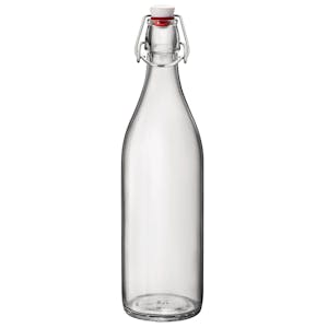 33.75 oz. (1 Liter) Clear Glass Round Giara Bottle with Swing Top Cap - Case of 6