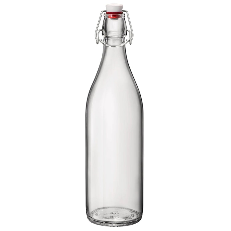 33.75 oz. (1 Liter) Clear Glass Round Giara Bottle with Swing Top Cap - Case of 6