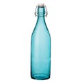 33.75 oz. (1 Liter) Sky Blue Glass Round Giara Bottle with Swing Top Cap - Case of 6