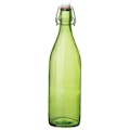 33.75 oz. (1 Liter) Green Glass Round Giara Bottle with Swing Top Cap - Case of 6