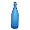 33.75 oz. (1 Liter) Navy Blue Glass Round Giara Bottle with Swing Top Cap - Case of 6