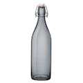 33.75 oz. (1 Liter) Gray Glass Round Giara Bottle with Swing Top Cap - Case of 6