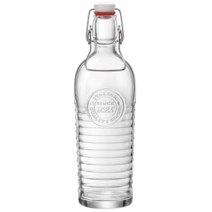 33.75 oz. (1 Liter) Clear Glass Round Officina Bottle with Swing Top Cap - Case of 6