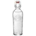 33.75 oz. (1 Liter) Clear Glass Round Officina Bottle with Swing Top Cap - Case of 6