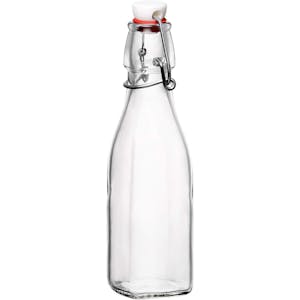 8.5 oz. (0.25 Liter) Clear Glass Square Bottle with Swing Top Cap - Case of 12