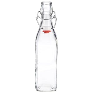 17 oz. (0.5 Liter) Clear Glass Square Bottle with Swing Top Cap - Case of 12