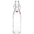 17 oz. (0.5 Liter) Clear Glass Square Bottle with Swing Top Cap - Case of 12