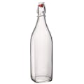34 oz. (1 Liter) Clear Glass Square Bottle with Swing Top Cap - Case of 6