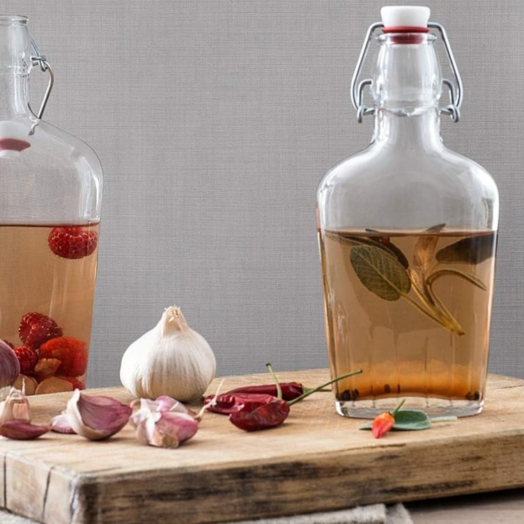 Flat Flask Glass Swing Top Bottles