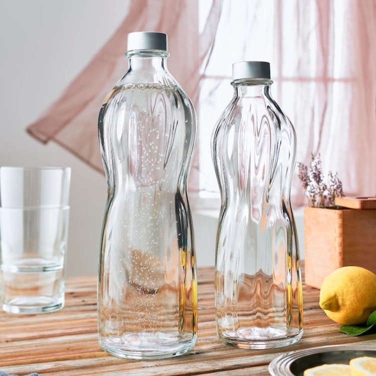 Round Glass Swirl Bottles with Aluminum Cap