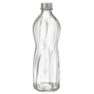 33.75 oz. (1 Liter) Clear Glass Round Swirl Bottle with Aluminum Cap - Case of 6