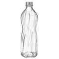 33.75 oz. (1 Liter) Clear Glass Round Swirl Bottle with Aluminum Cap - Case of 6