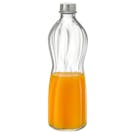 33.75 oz. (1 Liter) Clear Glass Round Swirl Bottle with Aluminum Cap - Case of 6