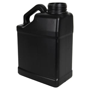 1 Gallon Black HDPE F-Style Jug with Slant Handle & 63mm Rieke® Neck (Cap Sold Separately)