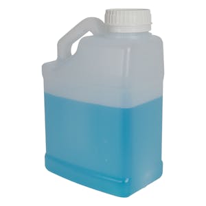1 Gallon Natural HDPE F-Style Jug with Slant Handle & 63mm White Tamper-Evident Rieke® Cap with Foil Liner