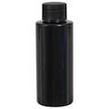 2 oz. Black PET Cylindrical Bottle with 20/410 Black Ribbed Cap with F217 Liner