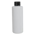 4 oz. White PET Cylindrical Bottle with 20/410 Black Ribbed Cap with F217 Liner