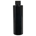 8 oz. Black PET Cylindrical Bottle with 24/410 Black Ribbed Cap with F217 Liner