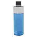 8 oz. Clear PET Cylindrical Bottle with 24/410 Black Ribbed Cap with F217 Liner