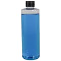 16 oz. Clear PET Cylindrical Bottle with 28/410 Black Ribbed Cap with F217 Liner