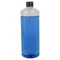 32 oz. Clear PET Cylindrical Bottle with 28/410 Black Ribbed Cap with F217 Liner