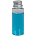 1 oz. Clear PET Cylindrical Bottle with 20/410 Brushed Silver Aluminum Cap with Foam Liner