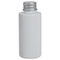 2 oz. White PET Cylindrical Bottle with 20/410 Brushed Silver Aluminum Cap with Foam Liner