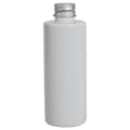 4 oz. White PET Cylindrical Bottle with 20/410 Brushed Silver Aluminum Cap with Foam Liner