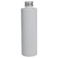 8 oz. White PET Cylindrical Bottle with 24/410 Brushed Silver Aluminum Cap with Foam Liner