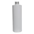 12 oz. White PET Cylindrical Bottle with 24/410 Brushed Silver Aluminum Cap with Foam Liner