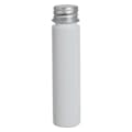 1 oz. White PET Slim Cylindrical Bottle with 20/410 Brushed Silver Aluminum Cap with Foam Liner