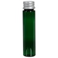 1 oz. Green PET Slim Cylindrical Bottle with 20/410 Brushed Silver Aluminum Cap with Foam Liner