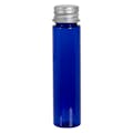 1 oz. Cobalt Blue PET Slim Cylindrical Bottle with 20/410 Brushed Silver Aluminum Cap with Foam Liner