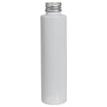 4 oz. White PET Slim Cylindrical Bottle with 24/410 Brushed Silver Aluminum Cap with Foam Liner