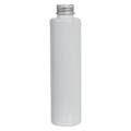 6 oz. White PET Slim Cylindrical Bottle with 24/410 Brushed Silver Aluminum Cap with Foam Liner