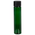 1 oz. Green PET Slim Cylindrical Bottle with 20/410 Black Ribbed Cap with F217 Liner